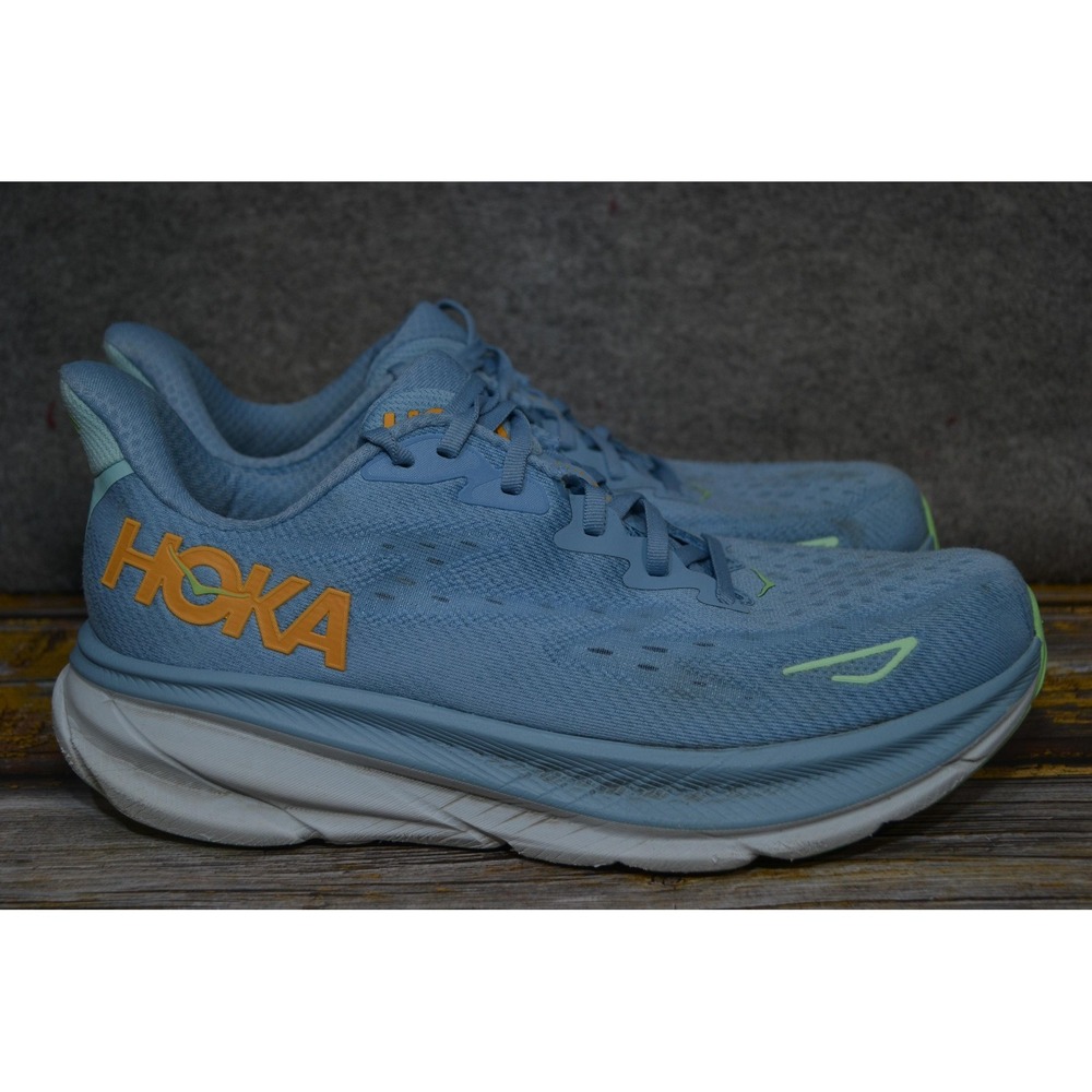 Hoka One Clifton 9 Shoes Mens 10 EE Wide Blue Road Running Sneakers 1132210 DLL